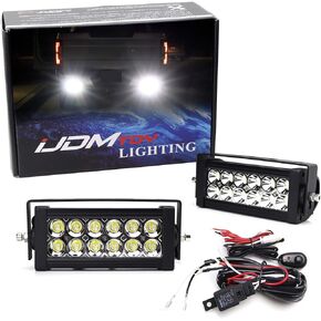 iJDMTOY Rear Bumper Mount Reverse LED Light Bars Compatible with 2011-up Ford F250 F350 F450 Super Duty, (2) 36W High Power LED Lightbars, Bumper Frame Mount Brackets & On-Off Switch Wiring