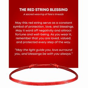 Adjustable Red String Blessing Bracelet - Symbol of Protection, Love, and Blessings | Durable, Waterproof Cord with Leather-Like Finish, 2mm Thick (1mm thin)