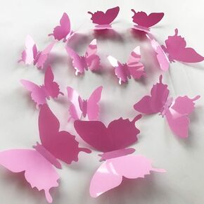3D Air Blue Butterfly Wall Stickers 24pcs Removable Mural Stickers Wall Stickers Decal for Home and Room Decoration Kids Room Bedroom Decor Living Room Sticker (Air Blue)