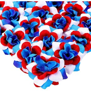 30 Pcs Artificial Rose Decor Red White Blue Artificial Rose Garland Flower Colorful Stemless Heads 1.8 Inch Crafts Tree Wall Decoration Faux Floral Wreath Ornaments for Independence Day(30 Pieces)
