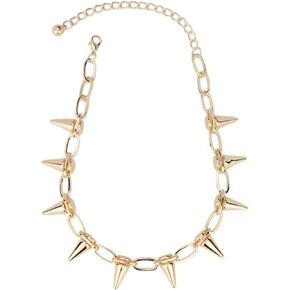 Spike Necklace for Women Girls Unique Handmade Adjustable Hip Hop Cool Spike Choker Rivet Goth Necklaces Chokers with Spikes and Chain Streetwear Vintage Punk Necklace for Women Men