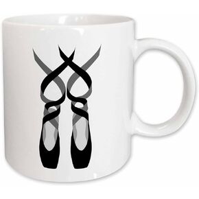 3dRose Cute Ballet Pointe Shoes Mug, 11 oz, Black