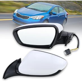 Left Driver side Mirror Compatible with 2014 2015 2016 Kia Forte with Manual Folding power glass Heated Black Replace# KI1320181(5 Pins)