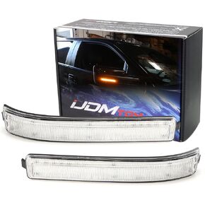 iJDMTOY Smoked Lens Amber Full LED Side Mirror Marker Lights Compatible With 2009-14 Ford F150 & 2010-14 SVT Raptor, Replace OEM Amber Bulb-Less Reflectors