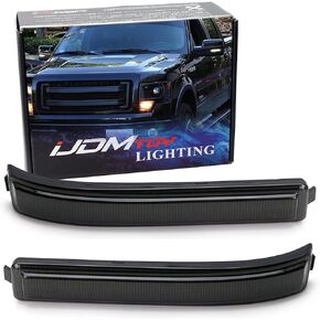 iJDMTOY عدسات مدخنة كهرمانية كاملة LED مصابيح جانبية للمرآة متوافقة مع 2009-14 Ford F150 و2010-14 SVT Raptor، استبدل عاكسات OEM العنبر الأقل