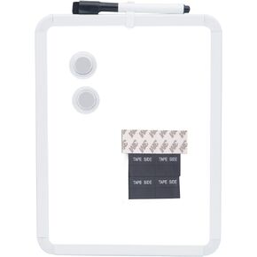 Magnetic Dry Erase Board for School Locker, 8.5" x 11", Black-Framed with Marker and 2 Magnets - Small Whiteboard for School, Home, Office, Travel