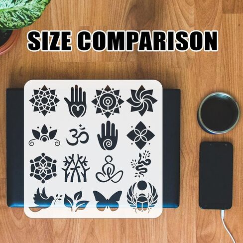 FINGERINSPIRE Breathe Sanskrit Symbol Painting Stencil 8.3x11.7inch Large Flowers Pattern Drawing Template Plastic PET Sanskrit Symbol Stencil for Painting Symbol Theme Template for DIY Crafts in Saudi Arabia