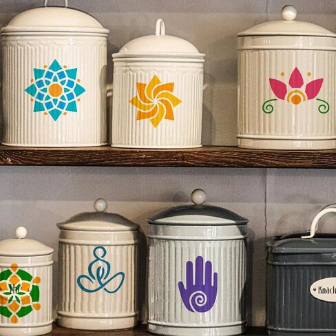 FINGERINSPIRE Breathe Sanskrit Symbol Painting Stencil 8.3x11.7inch Large Flowers Pattern Drawing Template Plastic PET Sanskrit Symbol Stencil for Painting Symbol Theme Template for DIY Crafts in Saudi Arabia