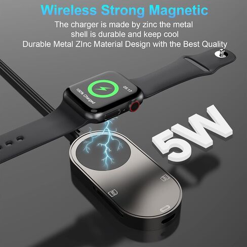 شاحن ساعة ابل 4 في 1 + قارئ بطاقة SD/TF لهواتف iPhone/iPad، كابل شاحن مغناطيسي محمول iWatch بطول 4FT لسلسلة الساعات SE/8/7/6/5/4/3/2/1 مع SD/Micro SD فتحة ومنفذ USB C لجهاز OTG iPhone/ipad in Saudi Arabia