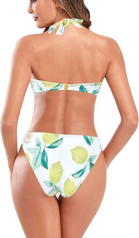 SHEKINI Women's Halter Cutout Bikini Set Ring Front Bandeaukini 2 Piece Swimsuits in Saudi Arabia