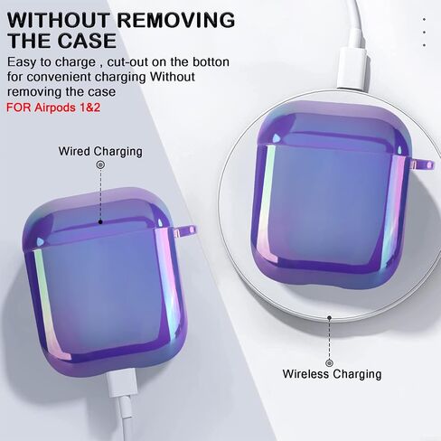 Glitter Laser Case for AirPods 2/1 with Pearl Wrist Bracelet Chain Keychain Soft TPU Protective Case for Women Girls Kids Cover Compatible with AirPod 2nd &1st Gen -Lilac Purple in Saudi Arabia