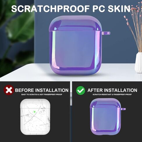 Glitter Laser Case for AirPods 2/1 with Pearl Wrist Bracelet Chain Keychain Soft TPU Protective Case for Women Girls Kids Cover Compatible with AirPod 2nd &1st Gen -Lilac Purple in Saudi Arabia