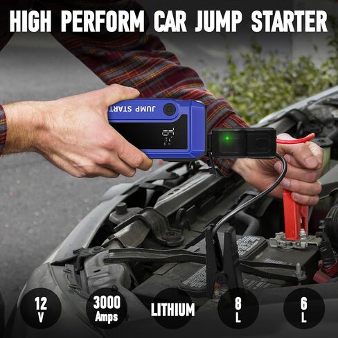Car Battery Jump Starter, 3000A Peak Jump Starter Up to 6.0L Gas & 3.0L Diesel Engines,12V Portable Lithium Jump Box, Auto Booster Battery Charger Power Bank, LED Light, LCD Screen in Saudi Arabia