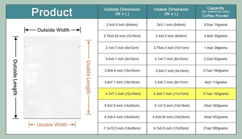 PABCK 300 حزمة 5.5 × 7.9 بوصة (حجم قابل للاستخدام 5.1 × 7.5 بوصة) أبيض شفاف أمامي مفتوح من الأعلى 2.8 مل كيس تفريغ بلاستيكي أكياس قابلة للغلق بالحرارة لحزم تخزين الطعام عينة صغيرة مع شقوق مسيل للدموع in Saudi Arabia