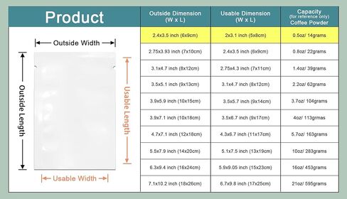 PABCK 300 حزمة 5.5 × 7.9 بوصة (حجم قابل للاستخدام 5.1 × 7.5 بوصة) أبيض شفاف أمامي مفتوح من الأعلى 2.8 مل كيس تفريغ بلاستيكي أكياس قابلة للغلق بالحرارة لحزم تخزين الطعام عينة صغيرة مع شقوق مسيل للدموع in Saudi Arabia