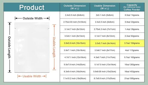 PABCK 300 حزمة 5.5 × 7.9 بوصة (حجم قابل للاستخدام 5.1 × 7.5 بوصة) أبيض شفاف أمامي مفتوح من الأعلى 2.8 مل كيس تفريغ بلاستيكي أكياس قابلة للغلق بالحرارة لحزم تخزين الطعام عينة صغيرة مع شقوق مسيل للدموع in Saudi Arabia