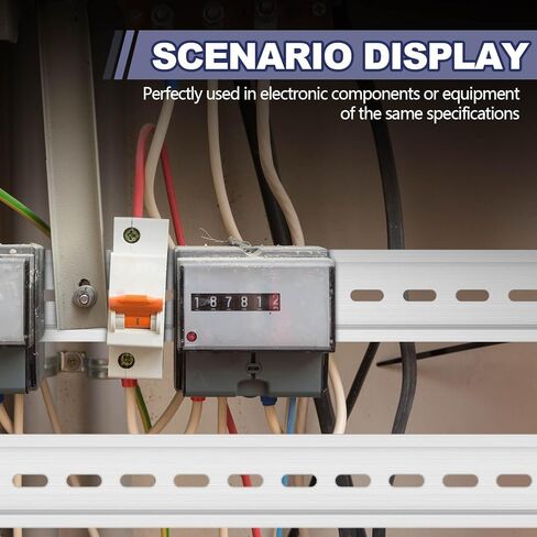Din السكك الحديدية جبل السكك الحديدية المعدنية عالية مشقوق مقذوف لمكونات الأجهزة تصاعد التبديل تثبيت مرحل الحالة الصلبة الثابتة (10 قطع، فضي، 39 × 1.38 × 0.3 بوصة) in Kuwait