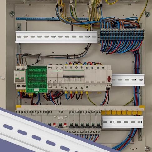 Din السكك الحديدية جبل السكك الحديدية المعدنية عالية مشقوق مقذوف لمكونات الأجهزة تصاعد التبديل تثبيت مرحل الحالة الصلبة الثابتة (10 قطع، فضي، 39 × 1.38 × 0.3 بوصة) in Kuwait