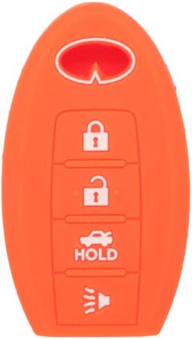 Silicone Cover Protector Case Holder Skin Jacket Compatible with INFINITI 4 Button Smart Remote Key Fob CV4508 Orange in Saudi Arabia