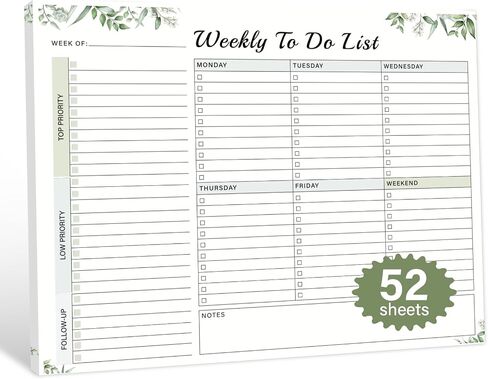 Weekly To Do List Notepad with 52 Undated Sheets（8.5"×11"）- Weekly Desk Planner Pad with Spiral Binding for Women & Man, Office, School and Home Personal Organizer in Saudi Arabia