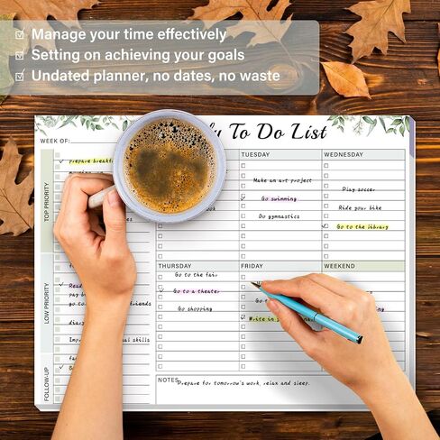 Weekly To Do List Notepad with 52 Undated Sheets（8.5"×11"）- Weekly Desk Planner Pad with Spiral Binding for Women & Man, Office, School and Home Personal Organizer in Saudi Arabia