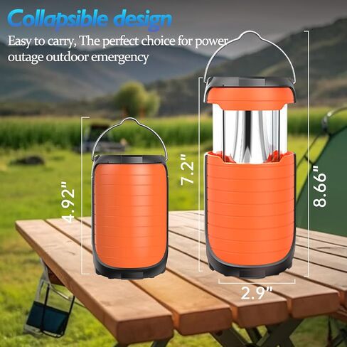 Solar Camping Lantern, 5000mAh Rechargeable Battery Operated Collapsible LED Hurricane Tent Lanterns, Hand Crank/USB-C Powered, Waterproof Emergency Survival Light, Power Outage & Outdoor in Kuwait