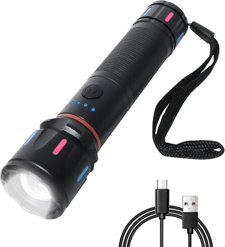 LED Flashlights with Zoomable, Rechargeable Tactical Flashlight for Emergencies, 990000 High Lumens Portable Pocket Powerful Handheld Flashlights for Camping, Hiking, Home Use in Saudi Arabia