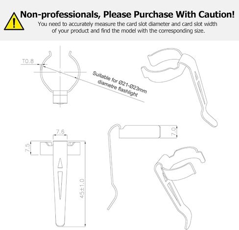 LIGHTFE B101 Flashlight Clip is Suitable for flashlights with a Diameter of 19.5-21mm and a Slot Width of 3.8-4.2mm. Stainless Steel Pen Clip, can be Used as a hat Clip, Pocket Clip, or Bag Clip in Saudi Arabia