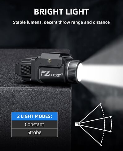 مصباح مسدس EZshoot 500 لومن قابل لإعادة الشحن، مصباح يدوي مسدس مدمج مع وضع ستروب لقضبان Picatinny وGL، ضوء مسدس صغير للدفاع عن المنزل والصيد in Kuwait