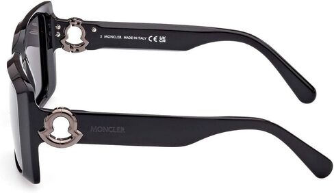 نظارات مونكلير ML 0244 Promenade 01A باللون الأسود اللامع، شعار معدني/عدسة دخانية in Kuwait