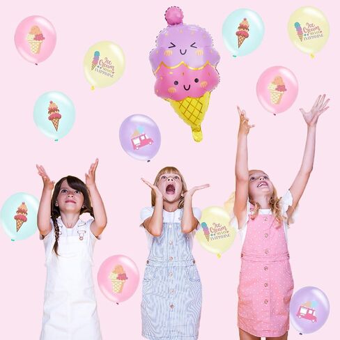 Ice Cream 5th Birthday Decorations for Kids, 14 PCS Cute Balloons, 40 IN Number 5 Balloon, Happy Birthday Decoration, Ice-Cream Printed Balloons, Party Decoration Supplies in Saudi Arabia