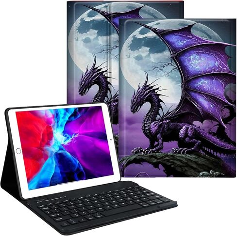 حافظة لوحة المفاتيح لجهاز Amazon Fire HD 10 اللوحي (الجيل 13/11، 2023/2021، 10.1 بوصة)، غطاء حامل نحيف قابل للتعديل مع لوحة مفاتيح بلوتوث لاسلكية قابلة للفصل - التنين القديم in Kuwait