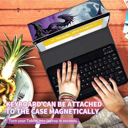 حافظة لوحة المفاتيح لجهاز Amazon Fire HD 10 اللوحي (الجيل 13/11، 2023/2021، 10.1 بوصة)، غطاء حامل نحيف قابل للتعديل مع لوحة مفاتيح بلوتوث لاسلكية قابلة للفصل - التنين القديم in Kuwait