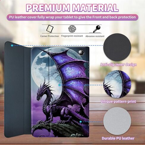 حافظة لوحة المفاتيح لجهاز Amazon Fire HD 10 اللوحي (الجيل 13/11، 2023/2021، 10.1 بوصة)، غطاء حامل نحيف قابل للتعديل مع لوحة مفاتيح بلوتوث لاسلكية قابلة للفصل - التنين القديم in Kuwait