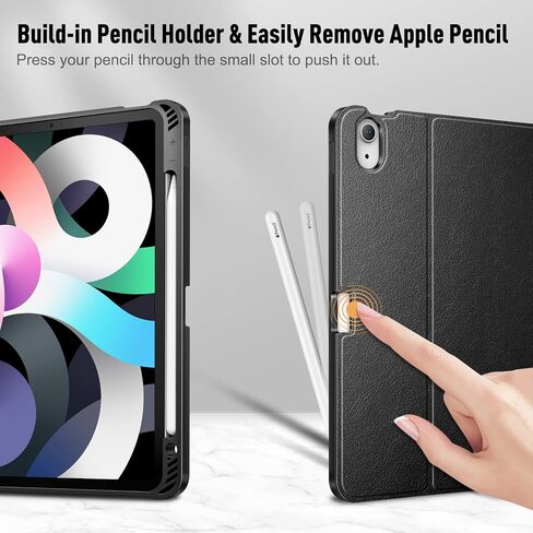 حافظة لوحة المفاتيح Fintie لجهاز iPad Air الجيل الخامس (2022) / iPad Air الجيل الرابع (2020) 10.9 بوصة - غطاء خلفي ناعم من مادة TPU مع حامل قلم رصاص ولوحة مفاتيح بلوتوث لاسلكية قابلة للفصل مغناطيسيًا، أسود in Kuwait