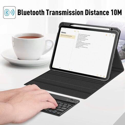 حافظة لوحة المفاتيح Fintie لجهاز iPad Air الجيل الخامس (2022) / iPad Air الجيل الرابع (2020) 10.9 بوصة - غطاء خلفي ناعم من مادة TPU مع حامل قلم رصاص ولوحة مفاتيح بلوتوث لاسلكية قابلة للفصل مغناطيسيًا، أسود in Kuwait