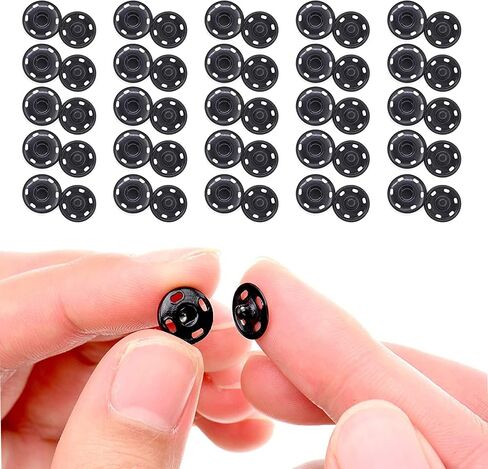 Metal Snap Buttons Black 0.30 inch Studs for Sewing 8.5mm Snap Fastener Buttons Press Button for Sewing Clothing Sew on Snap Buttons Pack of 50 in Saudi Arabia