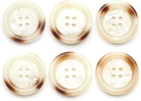 CRAFTMEMORE Tortoiseshell Resin Buttons 4 Holes Button for Garment Sewing Men's Suit DIY Crafts TG47 (23mm White, 12pcs) in Saudi Arabia