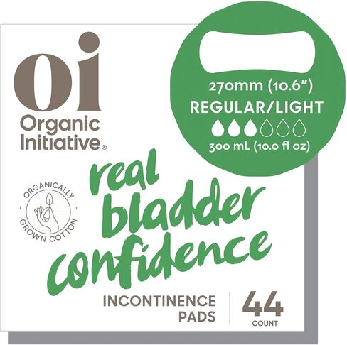 Oi | Organic Initiative Incontinence Liner for Women, Certified Organic Cotton Topsheet, Very Light Bladder Leakage, Breathable and Hypoallergenic. Very Light (180mm) 60 Liners in Kuwait
