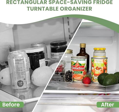 سوزان كسلان دوارة 360 درجة للثلاجة| منظم الثلاجة المستطيل | الخزانة، والمخزن، ومنظمات الثلاجة والتخزين | حل تنظيم الثلاجة دون عناء (16.5 × 11 بوصة) in Kuwait