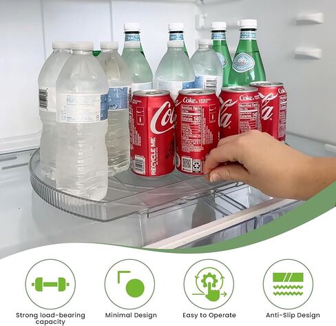 سوزان كسلان دوارة 360 درجة للثلاجة| منظم الثلاجة المستطيل | الخزانة، والمخزن، ومنظمات الثلاجة والتخزين | حل تنظيم الثلاجة دون عناء (16.5 × 11 بوصة) in Kuwait