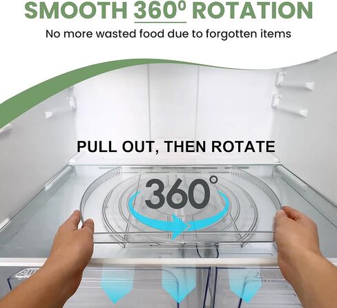 سوزان كسلان دوارة 360 درجة للثلاجة| منظم الثلاجة المستطيل | الخزانة، والمخزن، ومنظمات الثلاجة والتخزين | حل تنظيم الثلاجة دون عناء (16.5 × 11 بوصة) in Kuwait
