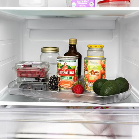 سوزان كسلان دوارة 360 درجة للثلاجة| منظم الثلاجة المستطيل | الخزانة، والمخزن، ومنظمات الثلاجة والتخزين | حل تنظيم الثلاجة دون عناء (16.5 × 11 بوصة) in Kuwait