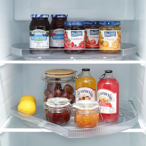 منظم LAMU Lazy Susan للثلاجة مقاس 16.5 بوصة × 11 بوصة، منظم أسطوانات الثلاجة المستطيلة والتخزين والسحب والدوران 360 درجة للخزانة، ومخزن المؤن، والمطبخ، والطاولة، شفاف، عبوة واحدة in Kuwait