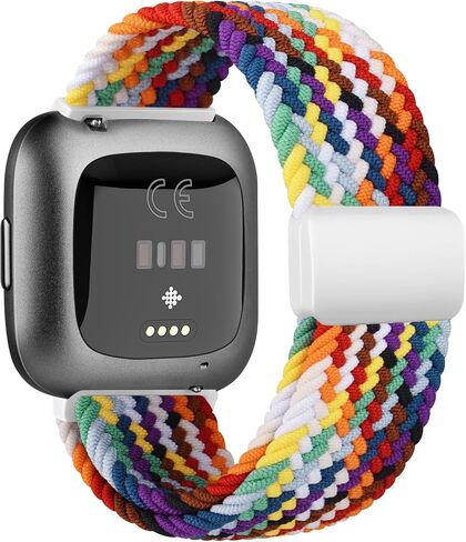Amzpas Elastic Bands Compatible with Fitbit Versa 2 Band for Women Men, Soft Adjustable Nylon Breathable Band for Fitbti Versa/Versa 2/Versa Lite/SE Smartwatch Loop Stretchy Wristband in Saudi Arabia