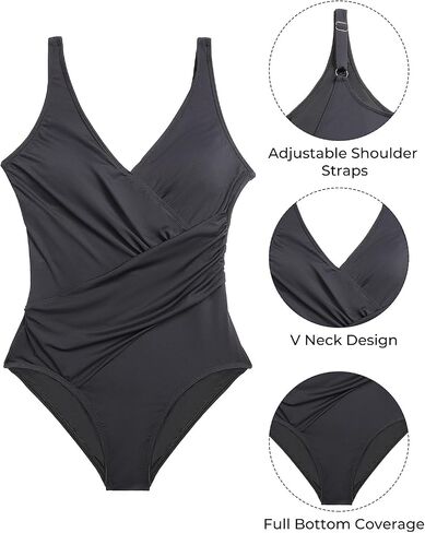 Aqua Eve Women One Piece Tummy Control Swimsuit Slimming Bathing Suit Wrap Swimwear in Saudi Arabia