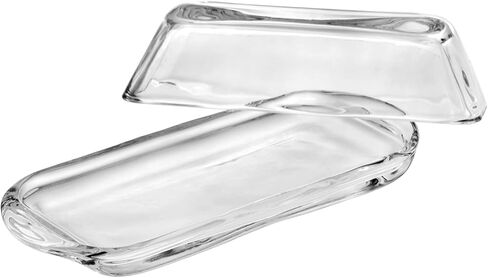 Okllen 2 Pack Glass Butter Dish with Lid, Large Butter Container Classic Butter Holder with Cover, Butter Keeper Saver, BPA Free, Dishwasher Safe, Clear in Saudi Arabia