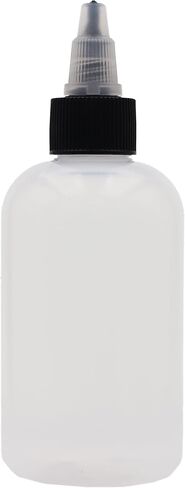 Hobbyland Squeeze Bottles, LDPE Plastic Bottles, Natural Boston Round Bottles, Black and Natural Twist Caps (4oz, 20/410 Neck, 6 Bottles) in Saudi Arabia