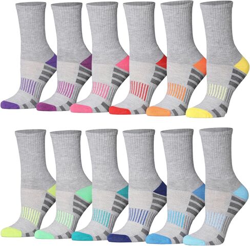 Tipi Toe 12-Pack Women's Athletic Hiking Running Thick Cushion Crew Socks - Breathable with Arch Support Socks in Saudi Arabia