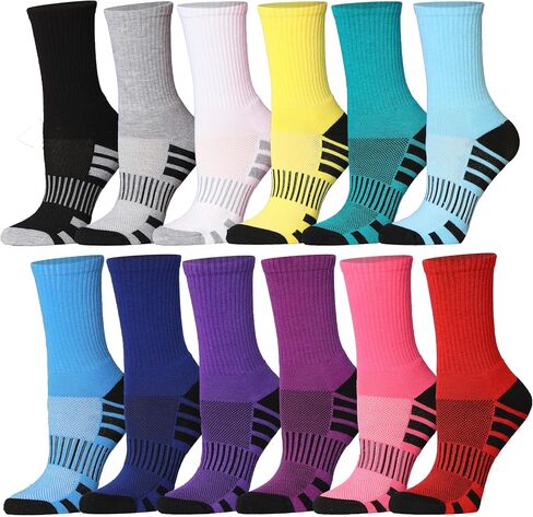 Tipi Toe 12-Pack Women's Athletic Hiking Running Thick Cushion Crew Socks - Breathable with Arch Support Socks in Saudi Arabia